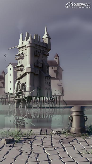 MAYA打造港口古堡 武林網 MAYA建模教程