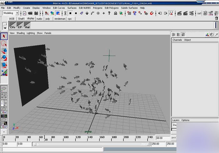 MAYA8.5粒子系統打造魚群教程 武林網 MAYA角色動畫教程