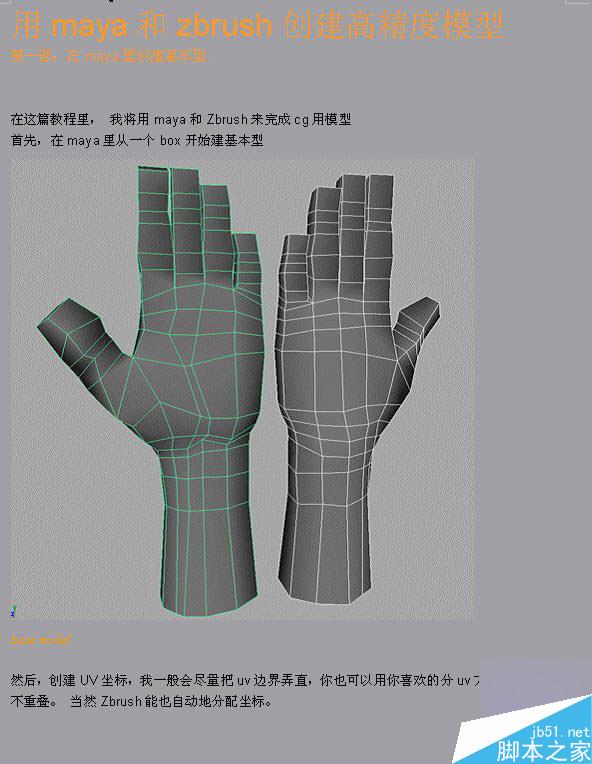 Maya結合Zbrush共創高精度手掌模型 武林網 MAYA建模教程
