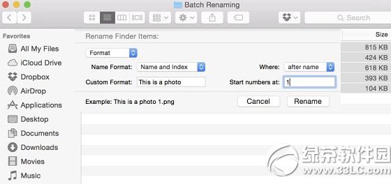 mac os x10.10怎么批量修改文件名？