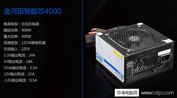 金河田智能芯4000 額定400W電源