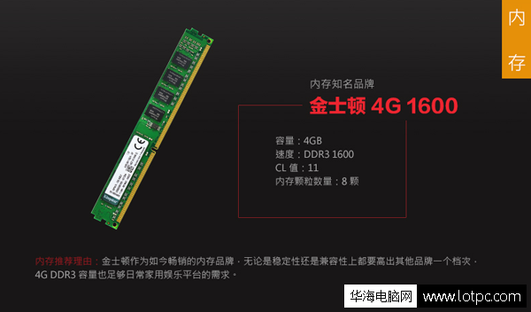 金士頓4G DDR3 1600內存