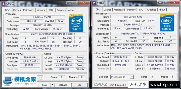 intel酷睿i7 4790 CPU-Z測試