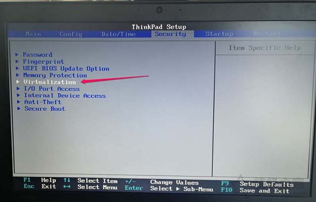 ThinkPad筆記本電腦如何開啟CPU虛擬化技術的圖文教程