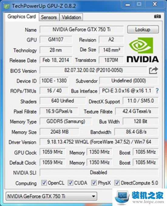 GTX750ti GPU-Z檢測