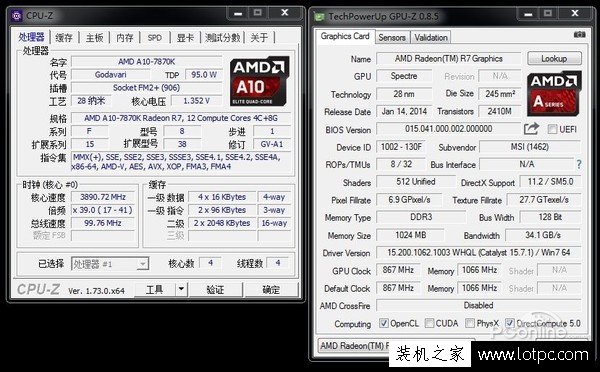 AMD A10-7870K CPU-Z測試