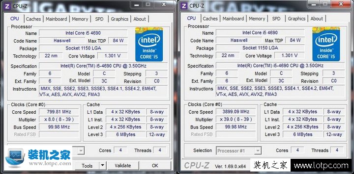 intel酷睿i5 4690 CPU-Z測試