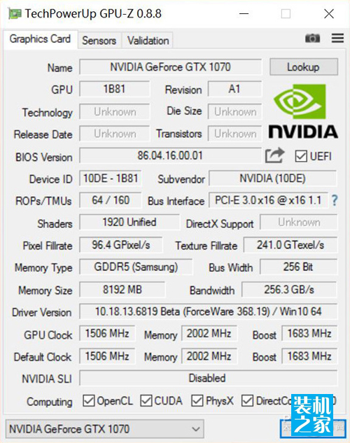 GTX1070顯卡CPU-Z檢測-武林網