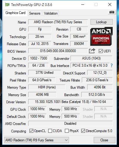 AMD R9 Fury 成功開核變Fury X