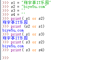 Python中有字符串參與的or運算