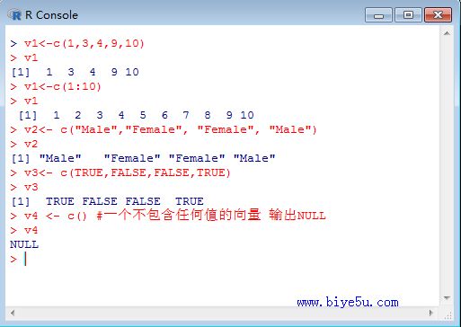 R語言中使用c()函數創建向量