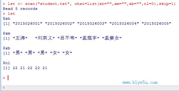 scan()函數讀取數據到變量中