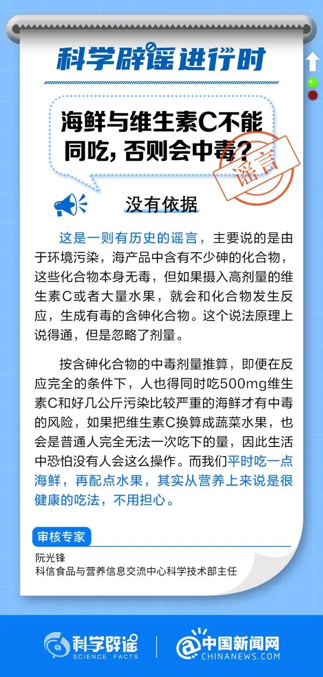 海鮮與維生素C不能同吃？否則會中毒？