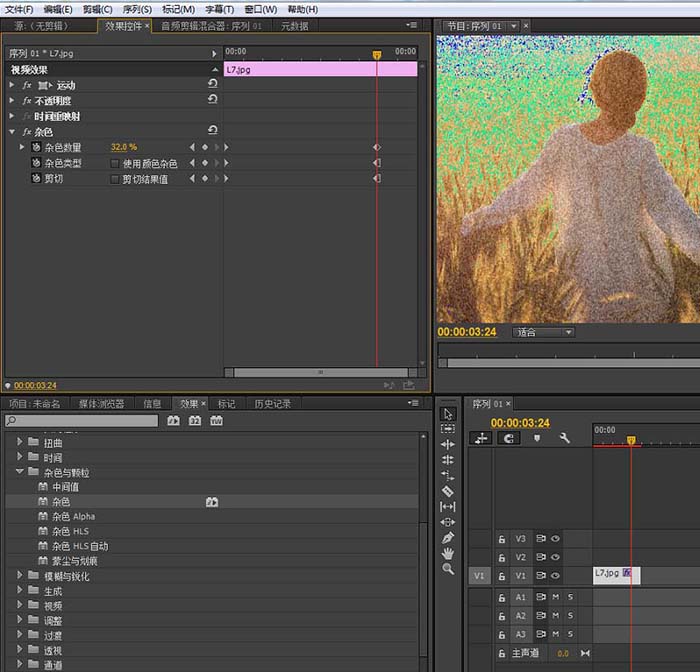 premiere,視頻,雜色