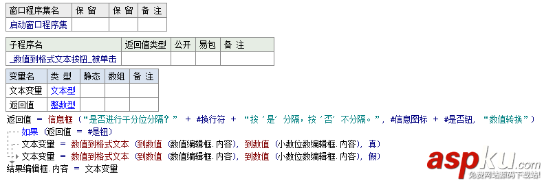 易語言,數值到格式文本