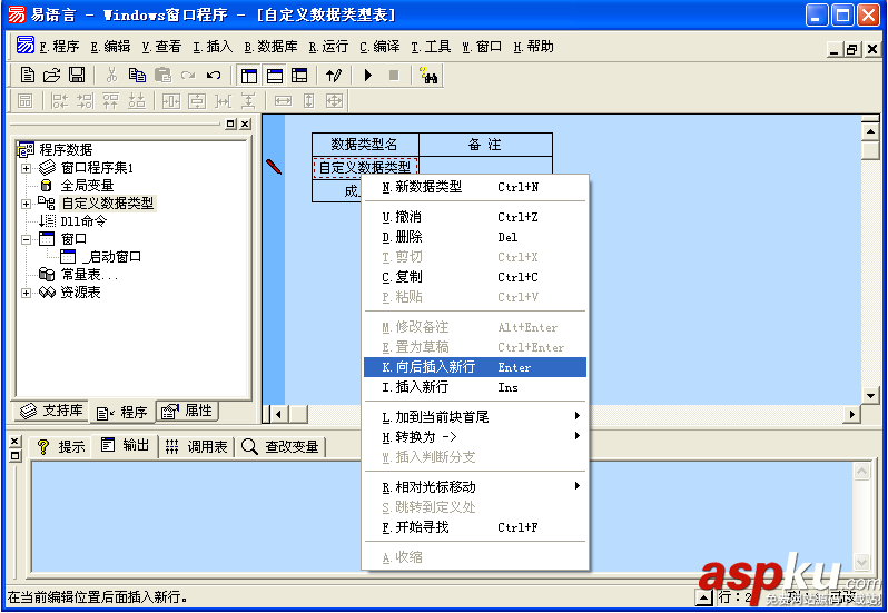 易語言,自定義,數據類型