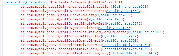 JDBC,MySQL,臨時表空間