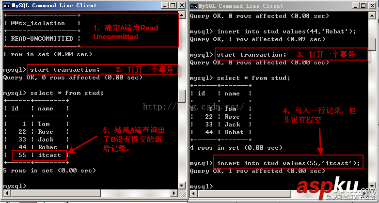 mysql,隔離,詳解隔離級別操作過程,隔離級別操作過程