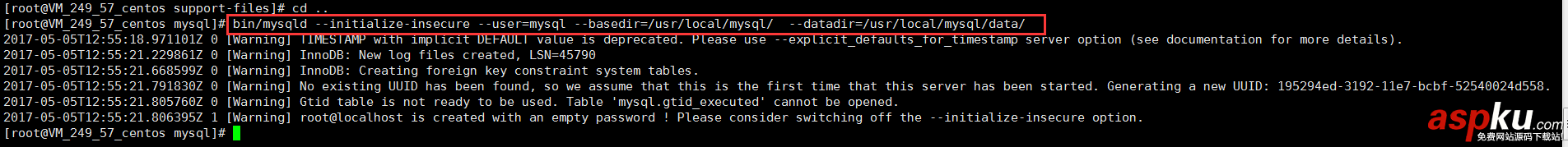 mysql5.7.18二進制包安裝,my.default.cnf