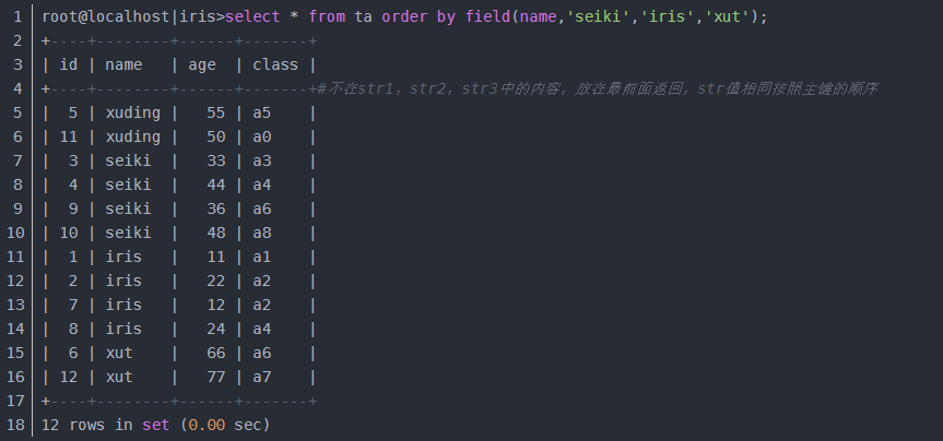 MySQL,排序函數,field