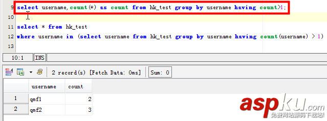 mysql,重復數據