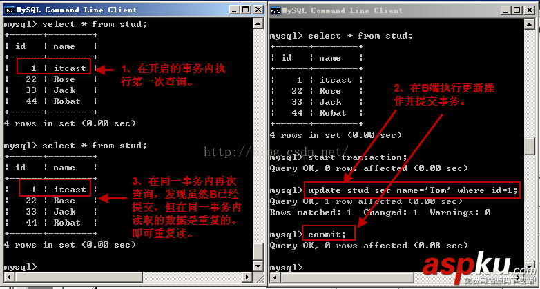 mysql,隔離,詳解隔離級別操作過程,隔離級別操作過程