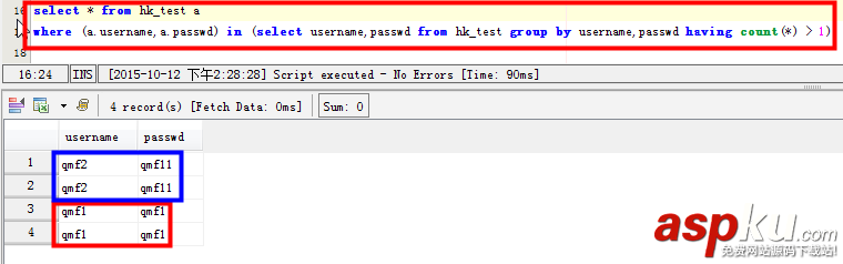 mysql,重復數據
