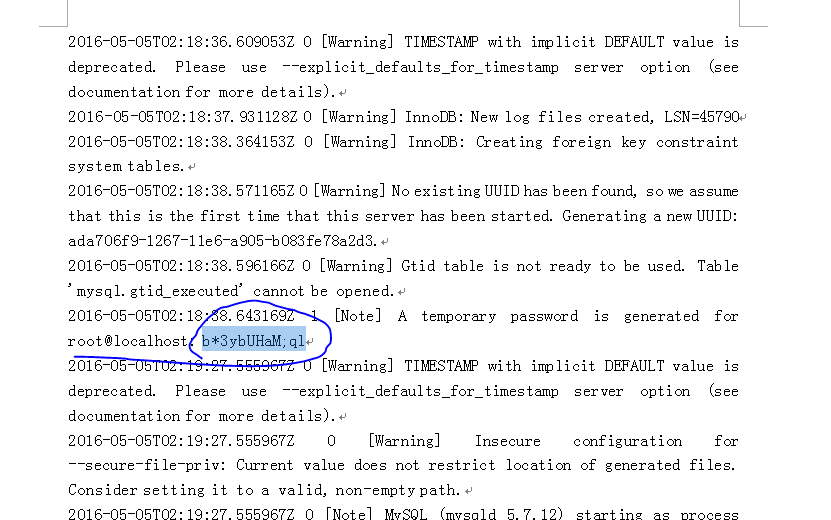 mysql5.7,root密碼