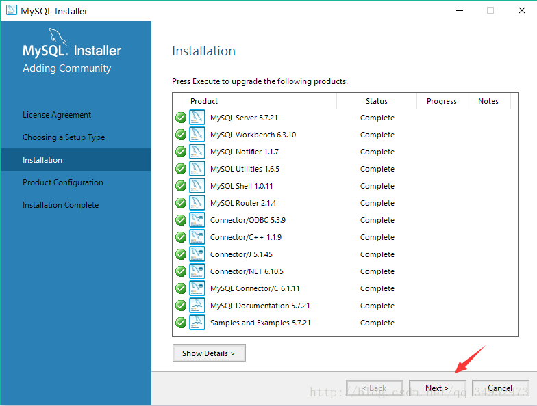 Windows10,mysql5.7.21,Installer