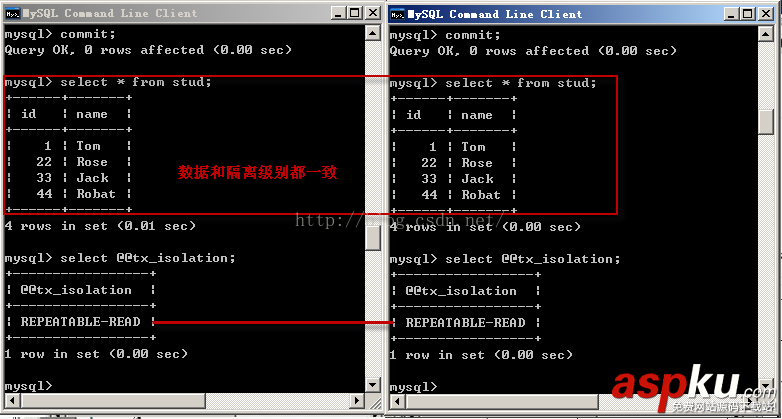 mysql,隔離,詳解隔離級別操作過程,隔離級別操作過程
