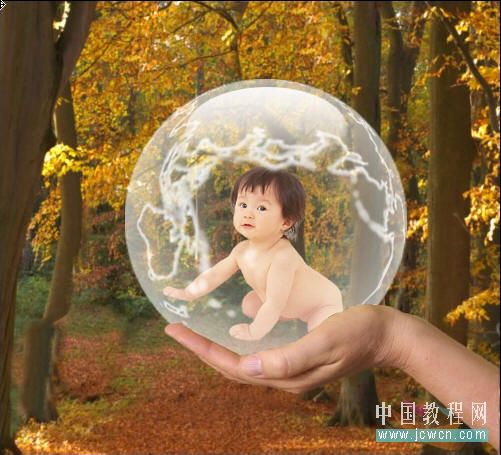 photoshop創意:人物素材合成到水晶地球