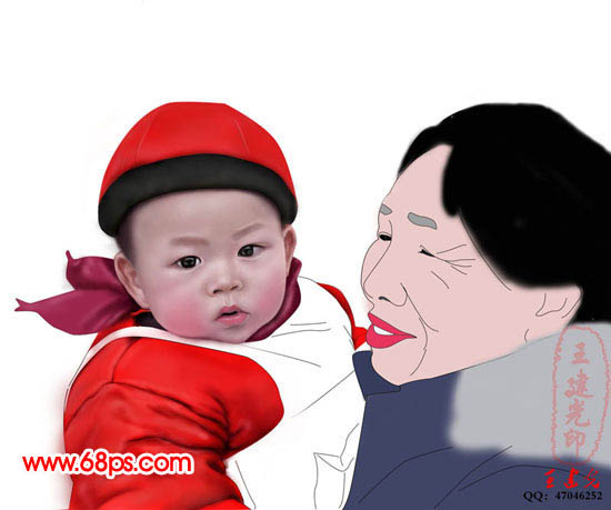 photoshop鼠繪教程:抱可愛寶寶的老奶奶_webjx.com