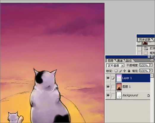photoshop和painter手繪插畫《眺望》