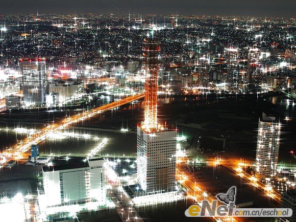 photoshop教程:制作閃亮燈光的城市夜景_webjx.com