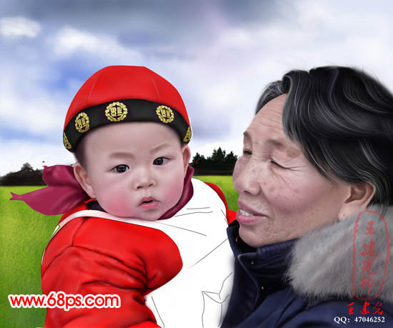 photoshop鼠繪教程:抱可愛寶寶的老奶奶_webjx.com