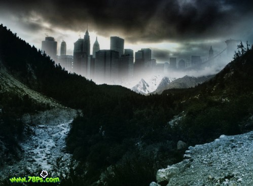 photoshop合成教程:黑暗迷霧山城_webjx.com