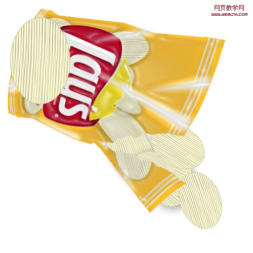 photoshop繪制撕開口的樂事美味薯片塑料包裝_網頁設計