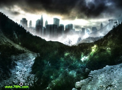 photoshop合成教程:黑暗迷霧山城_webjx.com