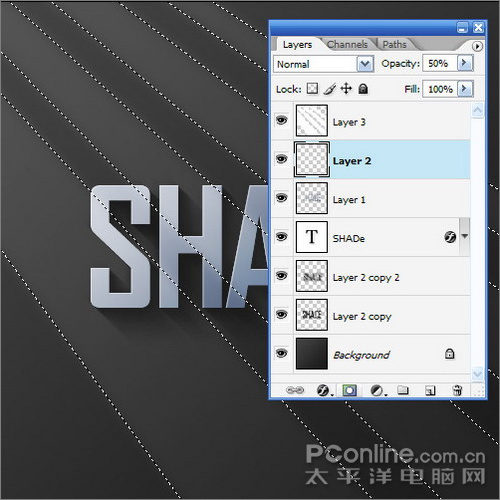 photoshop制作光線照射效果的立體文字