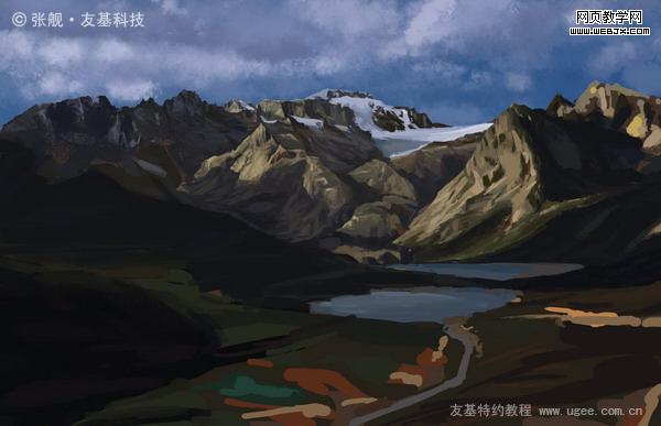 ps+友基繪影ⅱpf8080繪制山水風景圖片_網頁設計