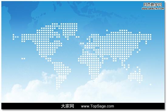 ps教程:制作漂亮的數碼點陣構成的世界地圖_webjx.com