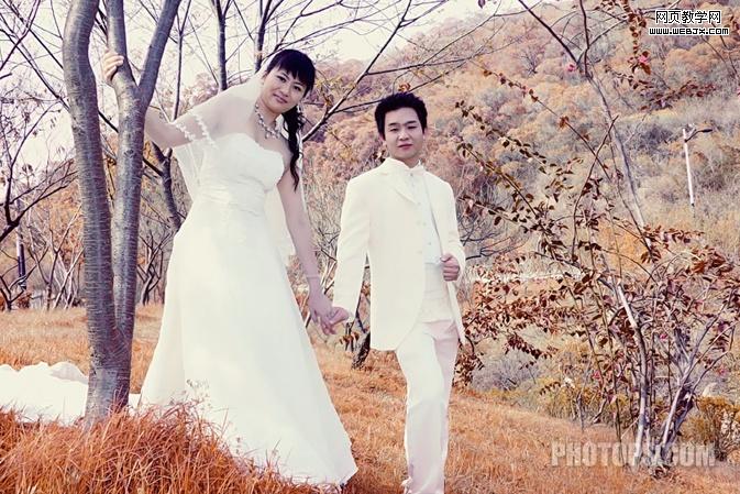 photoshop調色:制作金秋色調婚紗照_webjx