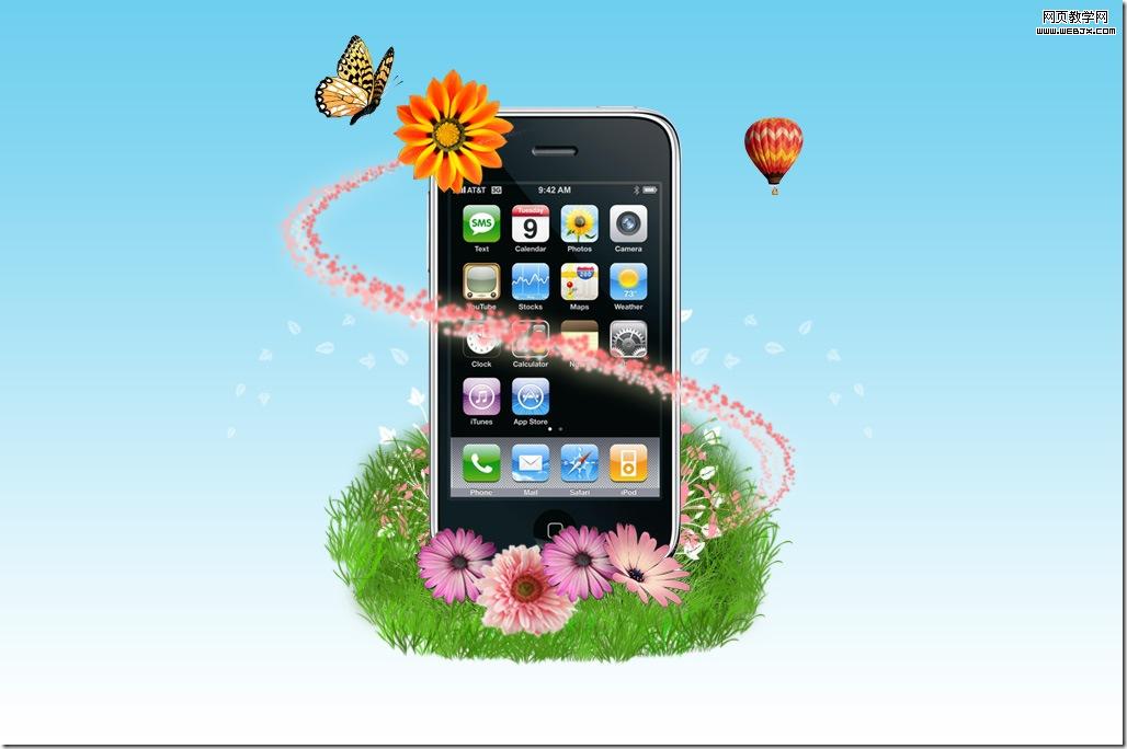ps圖片合成:炫酷的iphone手機天空之城_網頁設計_clip_image051