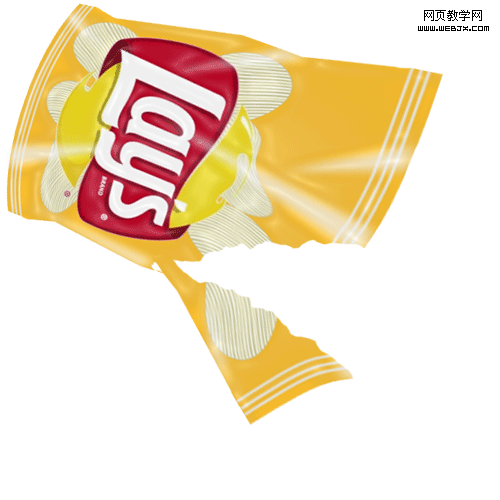 photoshop繪制撕開口的樂事美味薯片塑料包裝_網頁設計