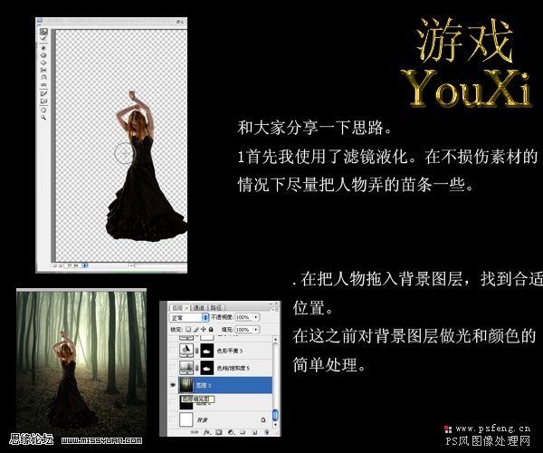 photoshop照片合成練習：迷失森林中的女孩