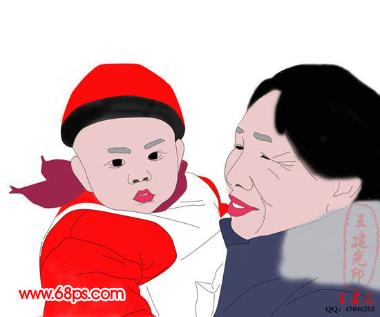 photoshop鼠繪教程:抱可愛寶寶的老奶奶_webjx.com