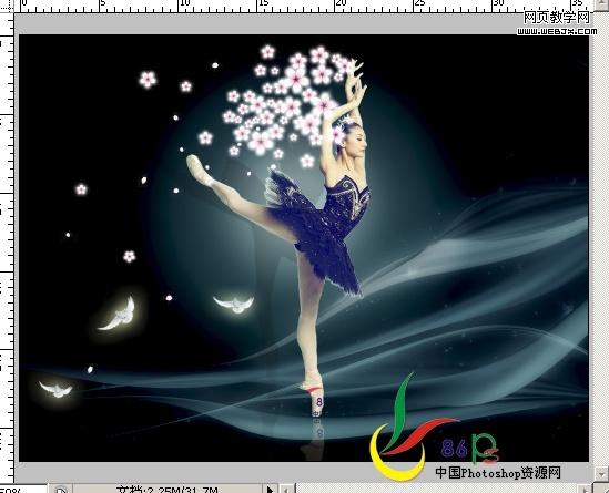 photoshop合成教程:月光性感美女芭蕾_網頁設計