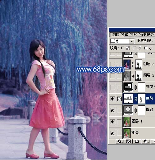 photoshop把風景照變斑斕藍色星光特效