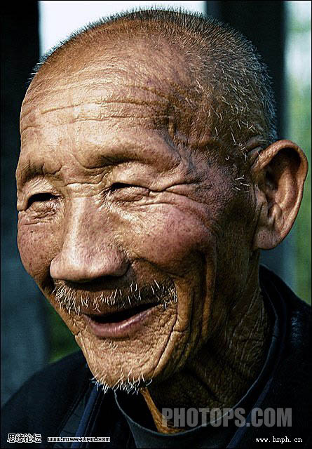 photoshop照片調色：滄桑的老人_webjxcom