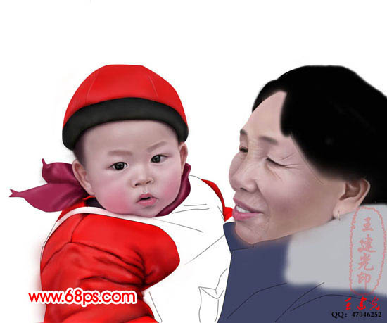 photoshop鼠繪教程:抱可愛寶寶的老奶奶_webjx.com